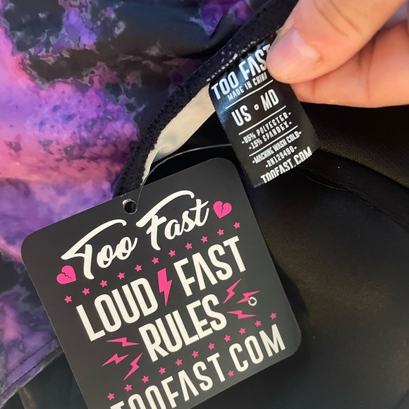 TOO FAST BRAND PUNK ROCK TIE DYE PLAID CORSET ONE PIECE SWIMSUIT - Picture 3 of 4